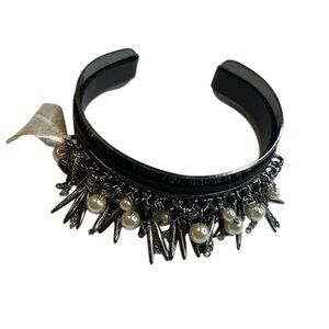 INC International Concepts Gunmetal Gray Bangle Bracelet w/ Fringe Details, NWT!
